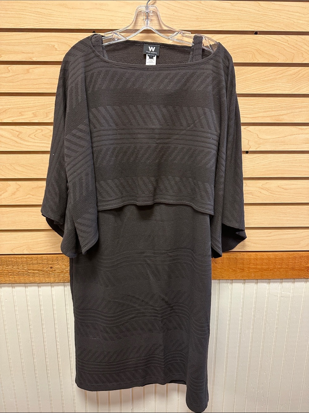 W by Worth Charcoal Layered Knit Midi Dress